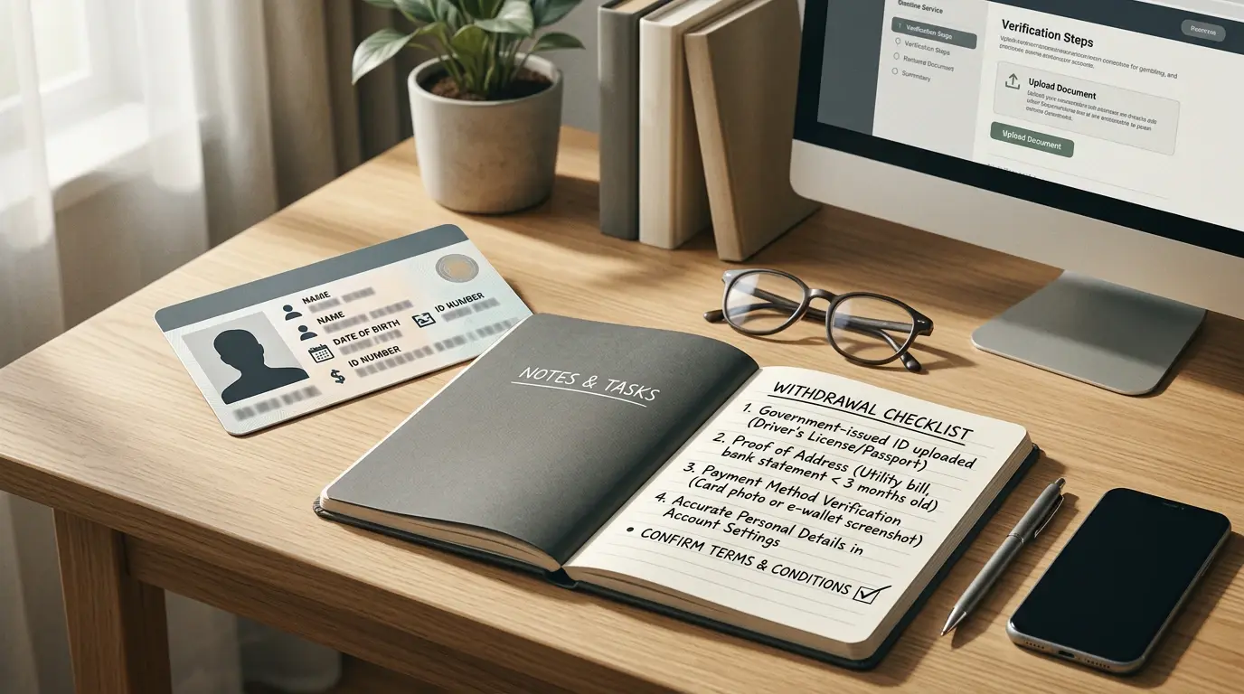 A neutral table with documents, a withdrawal note and clear terms arranged for careful review
